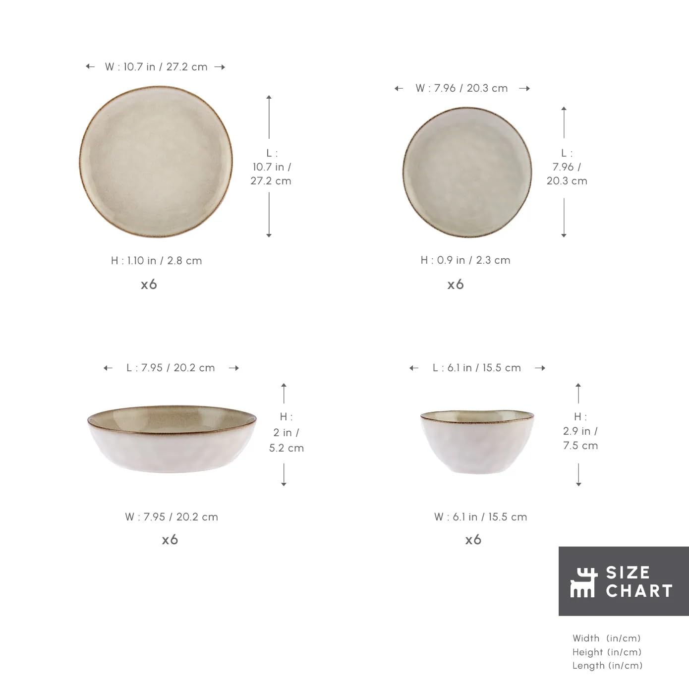 Set di stoviglie Karaca Aria Reactive per 6 persone, 24 pezzi, Beige, Servizio da tavola, Unicità in primo piano, Colori naturali, Materiale di alta qualità, Pulibile e resistente