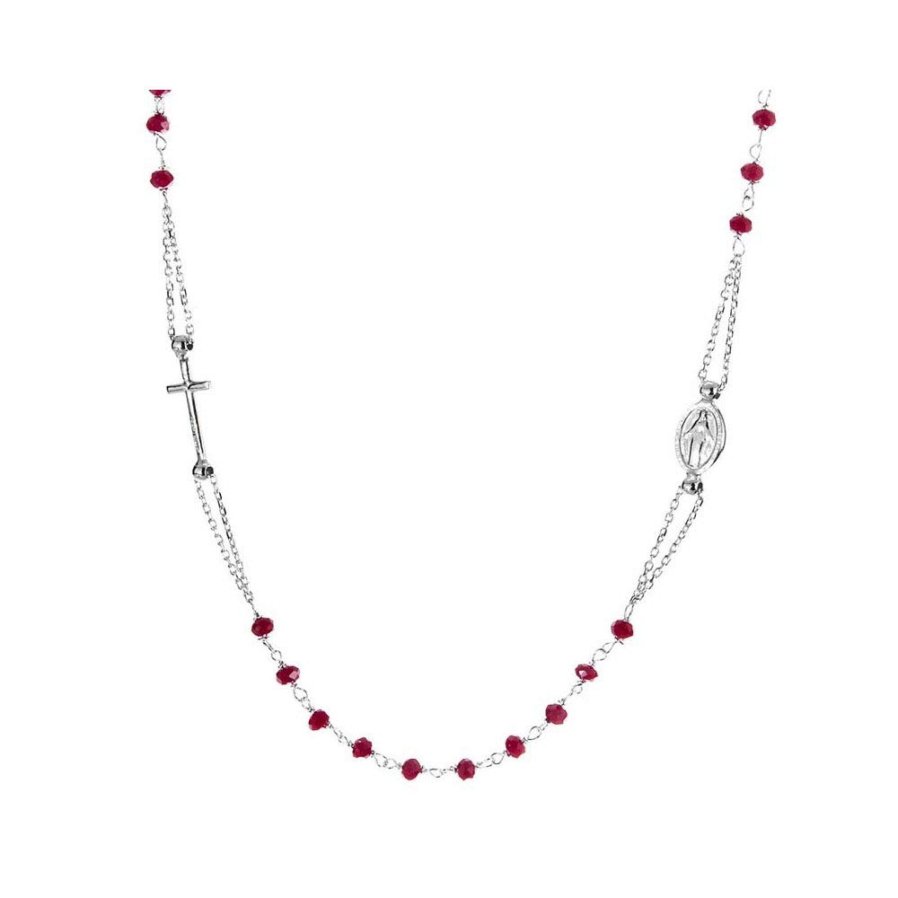 Rosario rigido azzurro argento 925 indossabile grani 4 mm | vendita