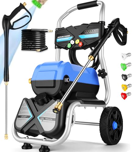 5000 PSI Pressure Washer,4.0 GPM Electric Power Washer, 1800W High Pressure Washer, Professional Washer Cleaner, with 5 Nozzles,3L Soap Bottle and 33FT Hose, Best for Cleaning Cars Patio Garden,Blue