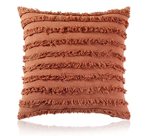 Image of Mosey Exports Rustic Cushion Cover 20x20 Inches Set of 2-100% Cotton Soft Bohemian Cushion Cover Modern Decorative Square Pillow Cover for Sofa Couch Bed Chair Seat.