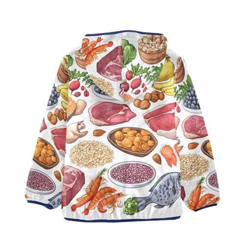 Fruits Vegetables and Berries Girls Fleece Jacket Girls Fall Jacket Girls Zip Up Hoodie Girls Sherpa Jacket 2-10T2