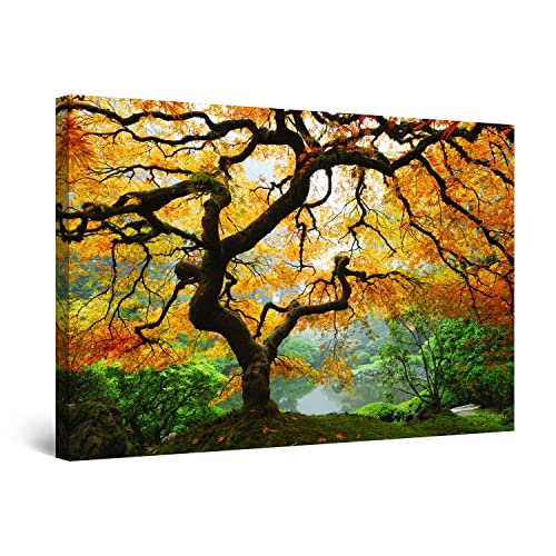Tableau Nature Grand Format pour Salon Moderne - Décoration Arbre Lumineux Nocturne