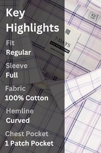 Image of 7-DAYS Men's Premium Checks Formal Shirt - Cotton Rich, Regular Fit, Full Sleeve, with Pocket, Wrinkle Resistant - Stylish Office & Everyday Wear.