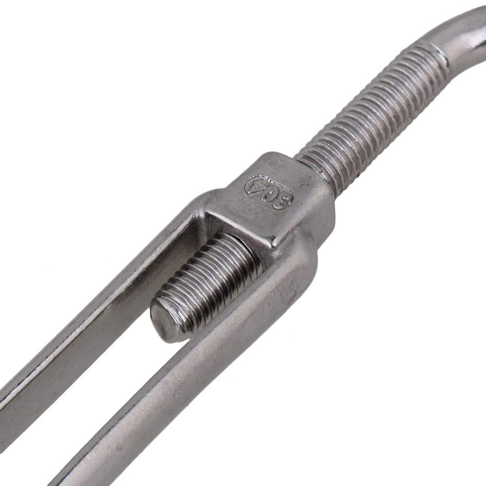 POFET - Lot de 4 tendeurs M10 en acier inoxydable 304 pour câbles métalliques, avec un crochet à chaque extrémité, forte tension, kit d'outils résistants pour tendre les câbles