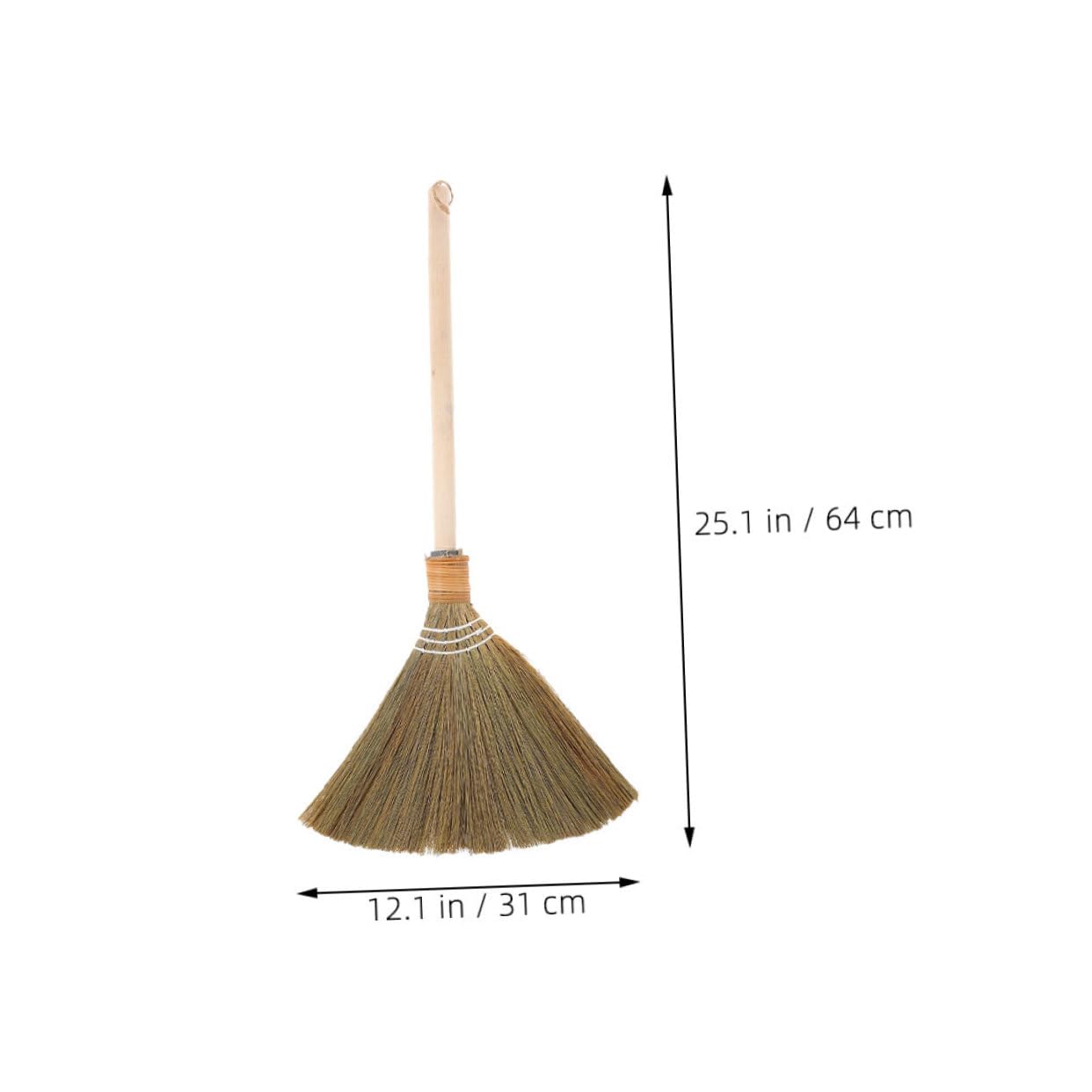 Holibanna Natural Corn Whisk Broom with Long Wooden Handle Soft Brush for Dust Removal Courtyards Garages and Gardens Durable