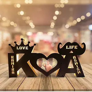 apnaphoto? Wooden Couple Alphabet LED Lamp Personalized Gift For Marriage Wedding Anniversary Husband Wife engagement