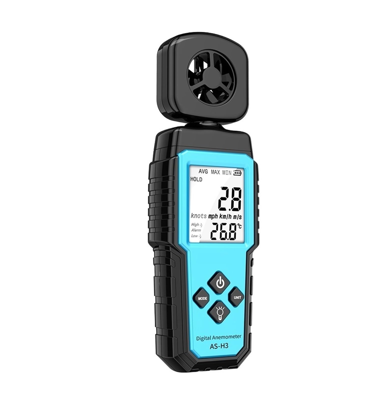 Anemómetro Digital Medidor De Velocidad Del Viento Mano Humedad Temperatura Energía Eólica Probador Volumen Aire MedicióN Precisa(H3)