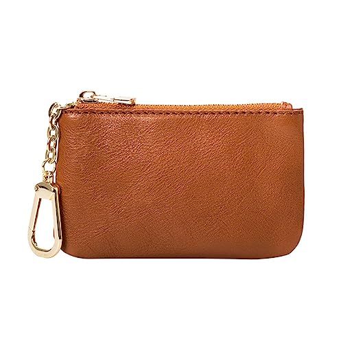 1 Pcs Leather Zipper Coin Purse Wallet With Key Chain, Coin Organizer, Change Holder,Card Case, Mini Slim Leather Zipper Storage Bag for Men & Women