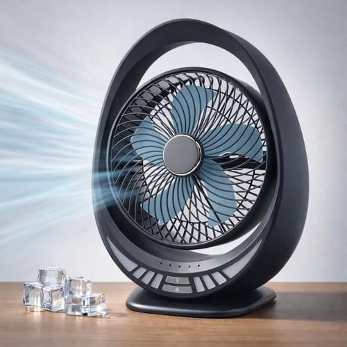 Image of Table Fan, Small Portable Desktop Fan with Strong Wind, Quiet Operation Personal Mini Fan for Home Office Bedroom Kitchen Table and Deskto (Black-R)