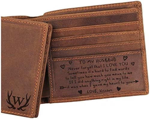 awofer Engraved Wallet, 20th Anniversary presents for Men, Husband Gift for Him Anniversary, 10th Anniversary idea for Husband from Wife, Gifts for 1st Anniversary