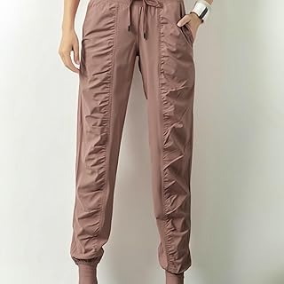 ZBDP Pantalones Deportivos Plisados ​​con cordón para Mujer, Color Liso, de Secado rápido, Informales y cómodos