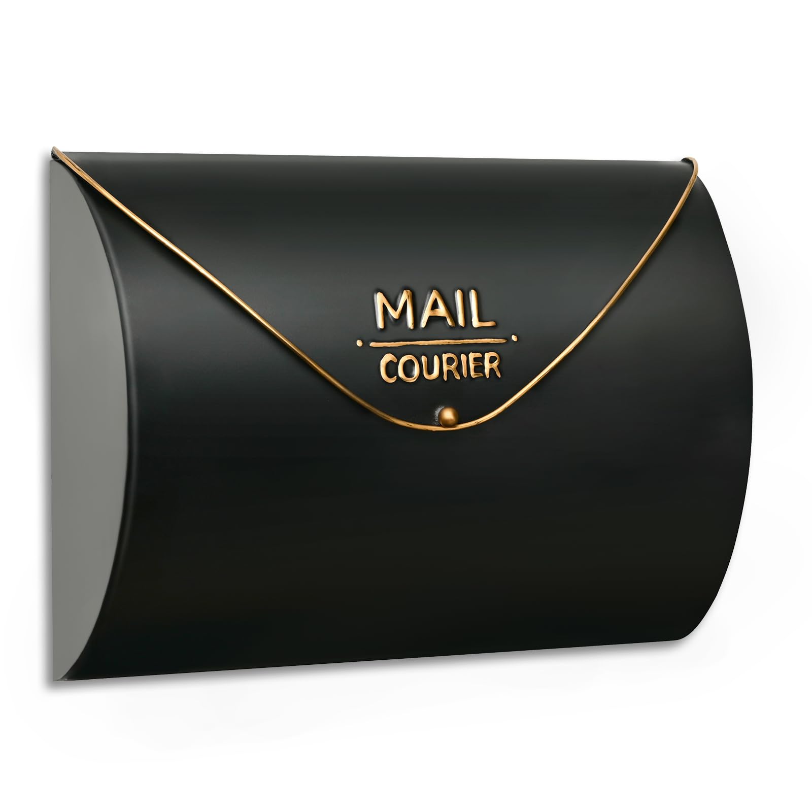 Photo 1 of Outdoor Wall Mount Mailbox, 13 x 3.24 x 10.3 inch Black Waterproof Mail Box, Heavy Duty Wall-Mounted Mailboxes for Home, Envelopes, Magazines & Small Packages