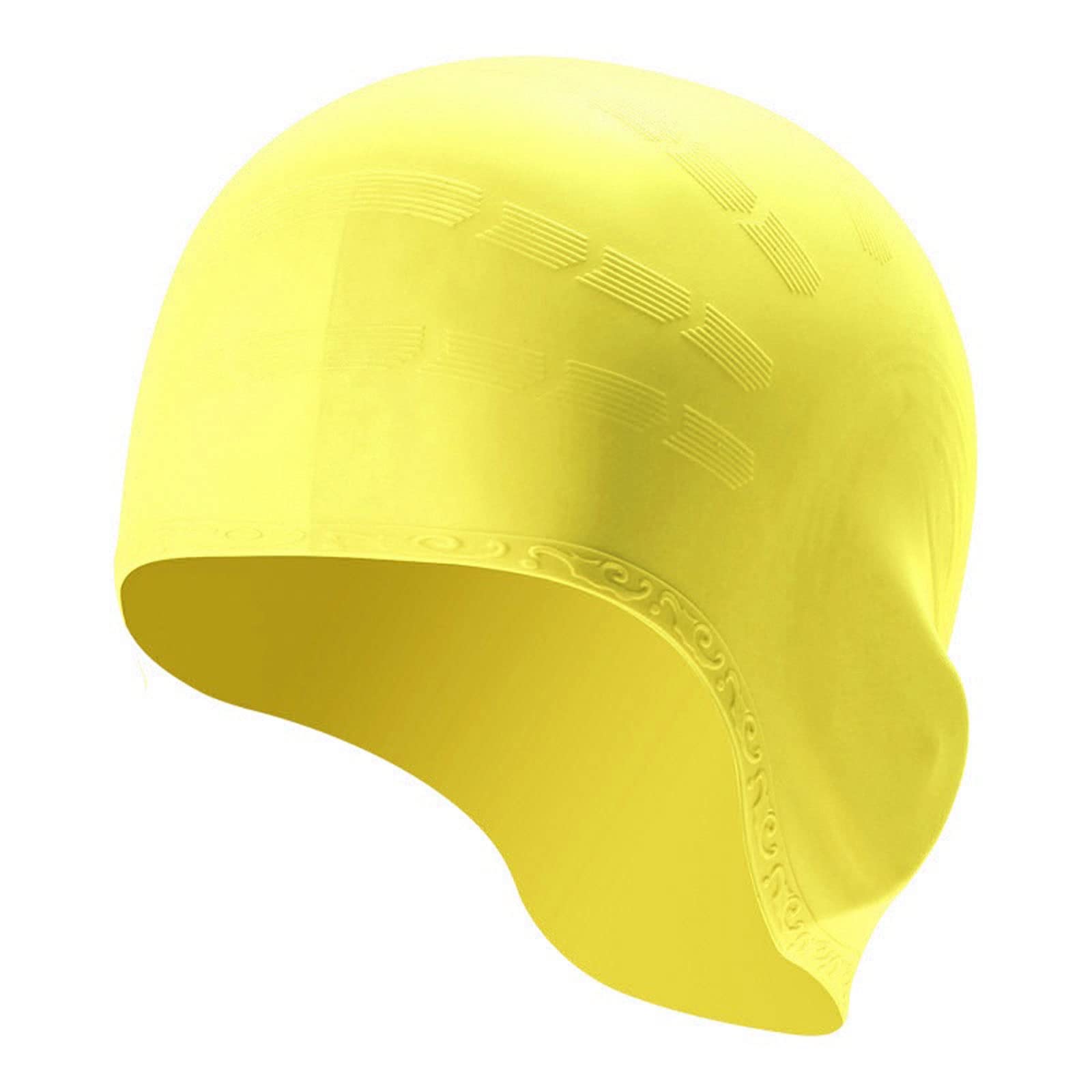 czepek pływacki Unisex silikonowa wodoodporna ochrona uszu dla dorosłych mężczyzn i kobiet rozciągliwy czepek kąpielowy(Yellow)