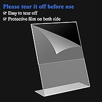 Vista 5 de Paquete de 12 soportes acrílicos para letreros de 8.5 x 11 pulgadas, soporte para letrero transparente en forma de L, soporte de plástico