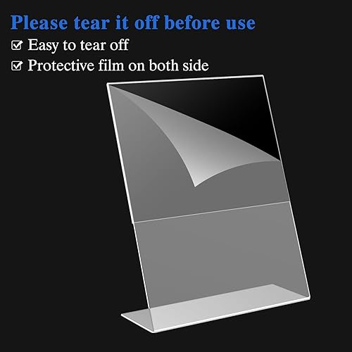 Miniatura 5 de Paquete de 12 soportes acrílicos para letreros de 8.5 x 11 pulgadas, soporte para letrero transparente en forma de L, soporte de plástico
