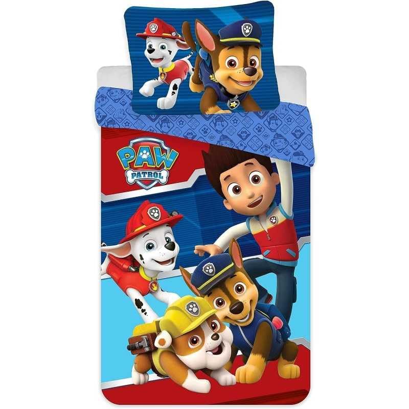 Parure De Lit Paw Patrol 140x200 Cm - Housse De Couette + Taie Oreiller 63x63 Cm