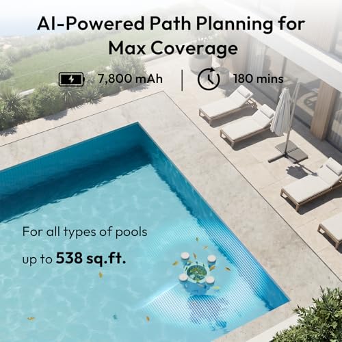 Image of (2026 New) BUBLUE F10 Pool Surface Skimmer Robot,Robotic Pool Skimmer with App Control,Powerful Suction,5L Filter,Dual Cleaning Modes, AI Navigation,Ideal for In-Ground & Above-Ground Pools,White