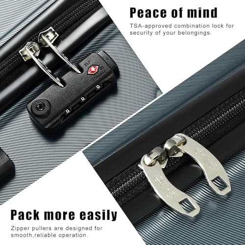Coolife Luggage Suitcase Carry-on Spinner TSA Lock USB Port Expandable (only 28’’) Lightweight Hardside Luggage - Image 3