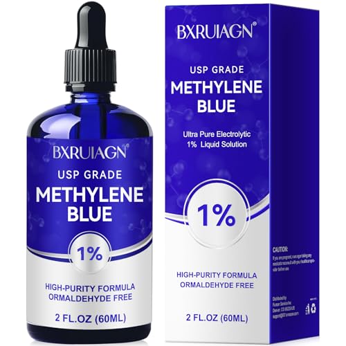 BXRUIAGN Methylene Blue Pharmaceutical Grade - USP Grade 1% Solution, Third-Party Tested Brain Health Dietary Supplement for Humans, with Balanced Electrolyte Solution, Non-GMO, No Formaldehyde