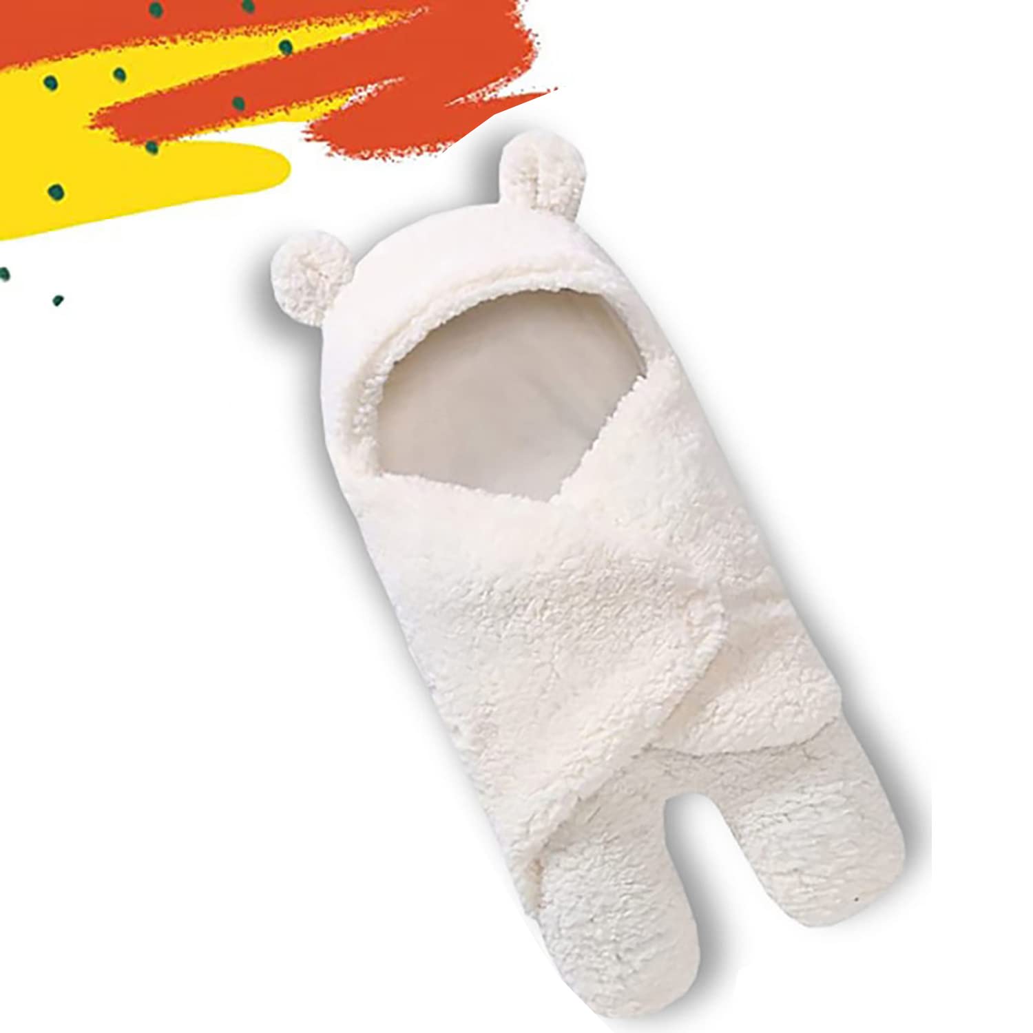 Baebyphant Newborn Baby Sleeping Bag Cum Blanket Wrapper | Sleeping Bag for New Born Baby | Hooded Sleeping Bag Super Soft Baby Sleeping Bag for Baby Boys, Girls, Babies 76cm x 70cm (White)