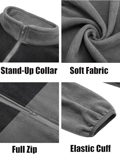 Image of COOFANDY Men Polar Fleece Jacket Lightweight Full Zip Jacket Casual Outdoor