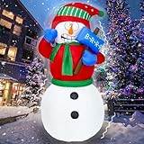 DearSun 6FT Christmas Inflatable Shaking Snowman Wearing Red Sweater Outdoor Inflatable with Build-in LED Lights Big Yard Party Decoration