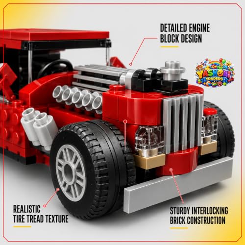 Image of Yashoni Automotive Building Blocks Toy Set for Kids | 10+ Construction Models in one Set| Aircraft, Excavator, Car Model Building Kit | Educational STEM Toy | Ages 6+ (Vintage Car)