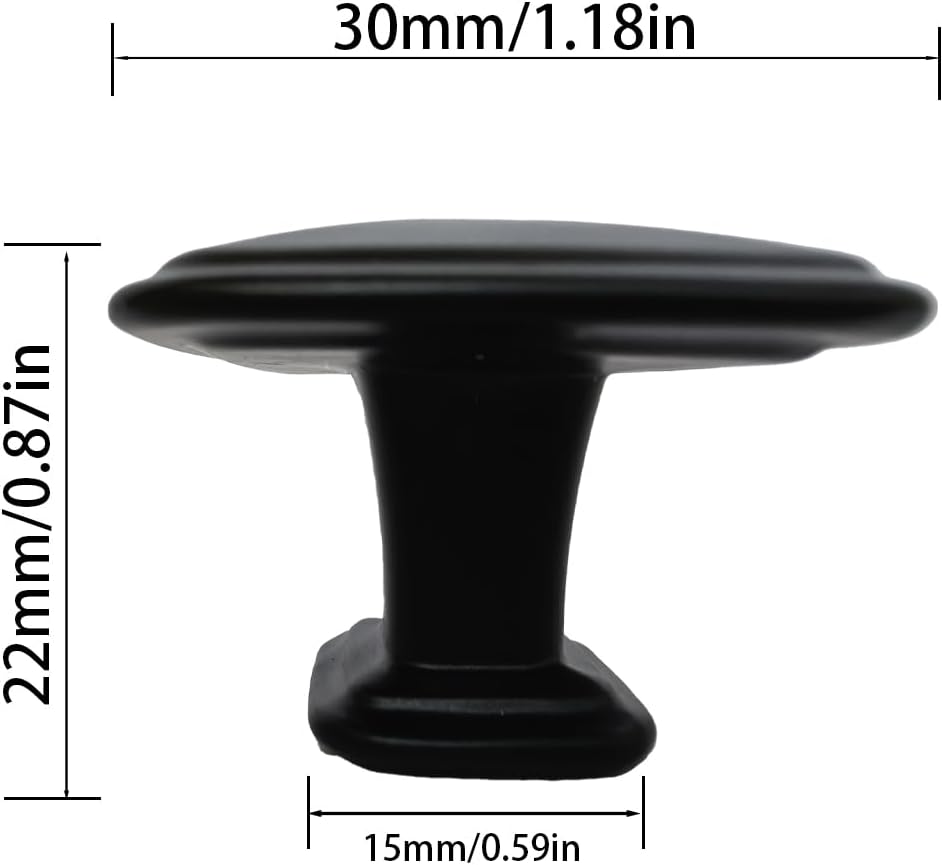 Stepped Square Cabinet Knobs for Kitchen Cupboard Door, Bedroom Dresser Drawer, Bathroom Furniture Hardware -Flat Black knob 5 Pack