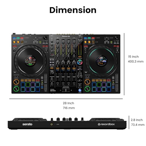 Image of Pioneer DJ DDJ-FLX10 4-Channel Professional DJ Controller - Black Bundle with Gearlux Headphones, DMX Cable, and Austin Bazaar Polishing Cloth