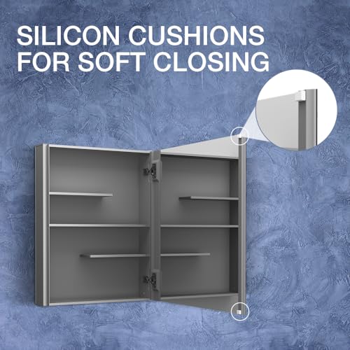 Kohler Maxstow Mirror Cabinet 15"x24"x3.56" (38.1cm x 60.96cm x 9.04cm), Dark Anodized Aluminum with Silver Coated Glass - Bathroom Cabinet with... - Image 6