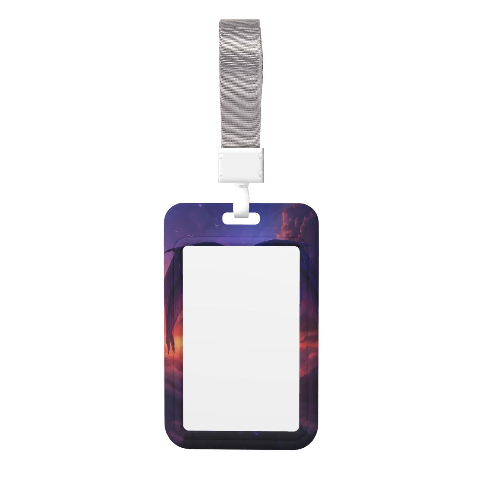 HLBSDM Lighting Purple Dragons Work Badge Protective Shell Vertical Sliding Type with Transparent Window