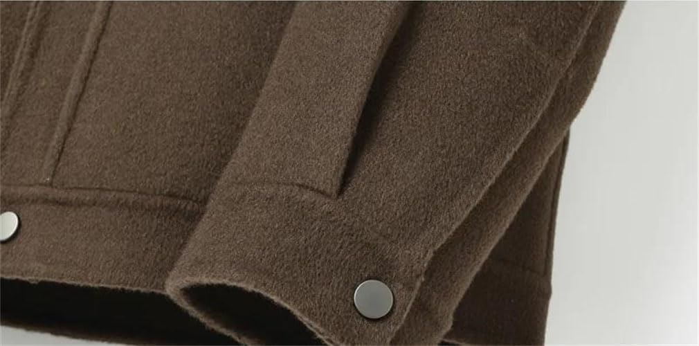 Men's Solid Simple Wool Jacket Coat Lapel Double Sided Wool Business