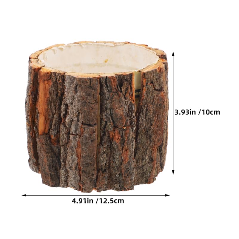 Image of balacoo 4pcs Rustic Bark Flower Buckets Water Resistant Plant Vase Container for Flower Arrangements for Balcony Garden Decor Versatile Wood Planter Pot