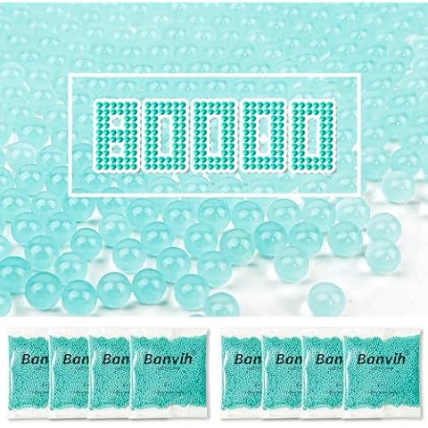 Banvih Gel Ball Blaster Refill Ammo - 7-8mm, 8 Pack, 80000 Pieces, 7.5mm, Blue Cover