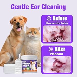 Dog ear wipes,Gently Remove Ear Wax & Dirt,Relieve Ear Itching Fresh Coconut Scent, All Natural Ingredients dog ear cleaning wipes – 50 Count