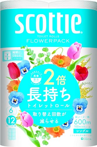 スコッティ フラワーパック 2倍巻き(6ロールで12ロール分) トイレット 100mシングル