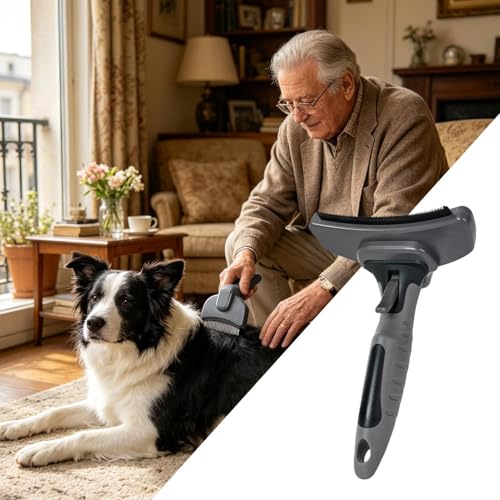 Muda de pelo en perros con el cepillo de acicalamiento autodesenredante para pelo largo 7