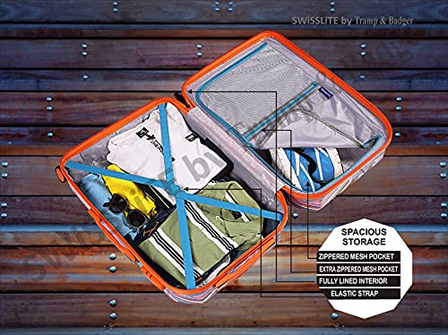 Image of Tramp & Badger Swisslite 20-Inch Hard Sided Printed Polycarbonate Cabin Luggage Trolley Bag (Color - Orange)
