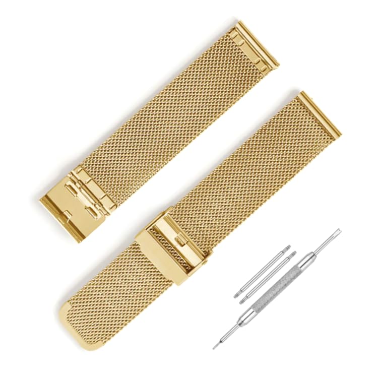 Watch Mesh Double Lock Chain Strap 304 Stainless Steel Ergonomic & Breathable Design Strap Compatible with Premium Watches with Tool and Pins-picture-11