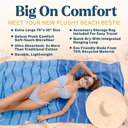 Seaview 180 Akumal Oversized Microfiber Beach Towel, Quick Dry Towel-Travel Towel-Camping Towel Super Absorbent-75% Recycled #TOP1