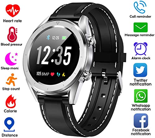 Preisvergleich Produktbild MUXIN Smartwatch, Fitness Armband Farbbildschirm, IP68 Wasserdicht Fitness Uhr, mit Herzfrequenzmesser Schlafmonitor Musiksteuerung DIY Hintergrund, Armbanduhr Sportuhr für iOS Android,Silber