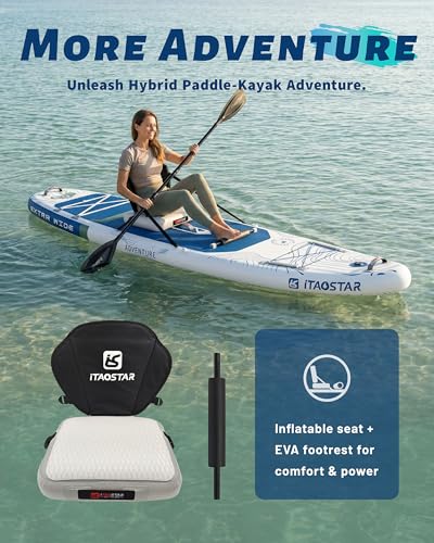iTAOSTAR Adventure 12'× 35" Inflable Stand Up Paddle Board con asiento, Extra ancha SUP con 5 aletas diseño estable para familia, jóvenes, todos los niveles, lagos, océanos y pesca miniatura 4