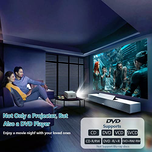 Panseba 5G Wifi Bluetooth Projector Built In Dvd Player With Projector Screen, Full Hd Supported Mini Portable Dvd Projector, Outdoor Movie Projector Compatible With Ios/Android/Tv Stick/Hdmi/Usb/Tf #TOP1