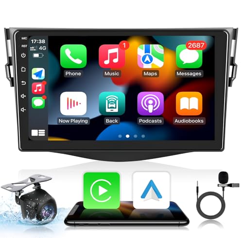 Car Radio for Toyota RAV4 2007-2012: [2G+64G] 9 Inch 1280 * 800 Touchscreen Stereo Replacement with Wireless Carplay Android Auto, Built-in Bluetooth, GPS, WiFi, FM, SWC, Mirror Link Backup Camera