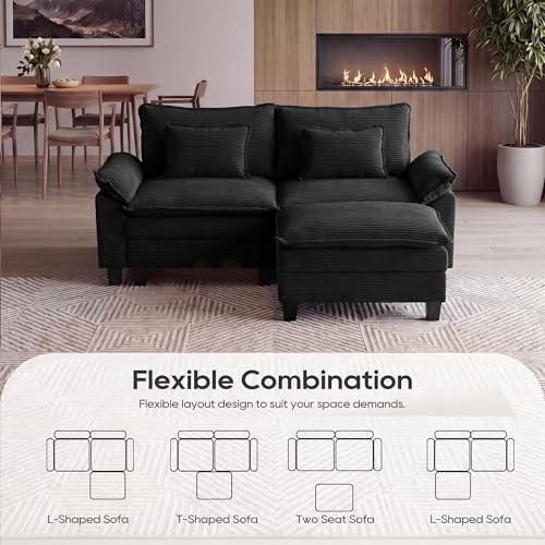 Image of URRED Oversized Modular Sectional Sofa，Solid Black：87 inch L Shaped
