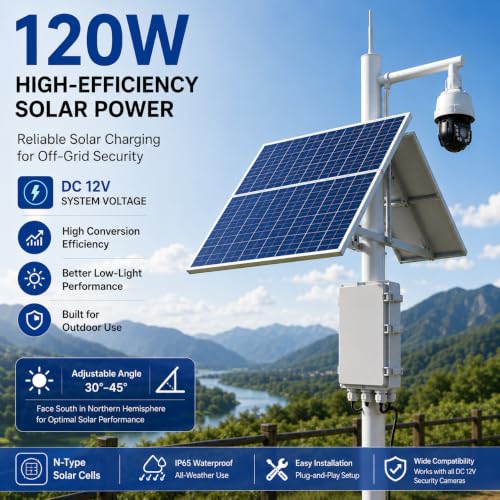 SECUPOE Solar Panel Kit with Rechargeable Battery, High Efficiency Outdoor Solar Power System, Waterproof IP65 Solar Charger for Security Camera, Surveillance, Farm, RV & Off-Grid Use (120W120A) - Image 7