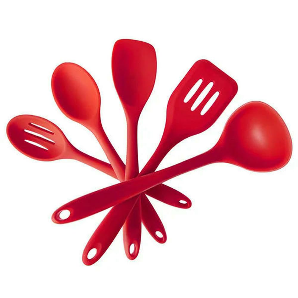 WLDMA Lot de 5 spatules de cuisine antiadhésives en silicone de qualité alimentaire résistant à la chaleur Ustensiles de cuisine