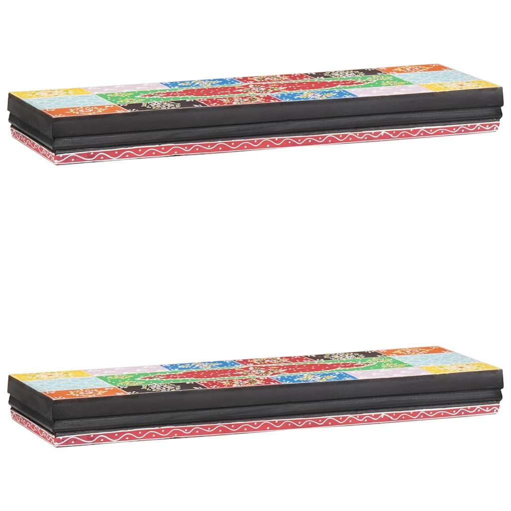 Estante de pared de madera maciza multicolor, 60 x 20 x 6 cm, moderno estante flotante de madera de mango para salón, pasillo y dormitorio