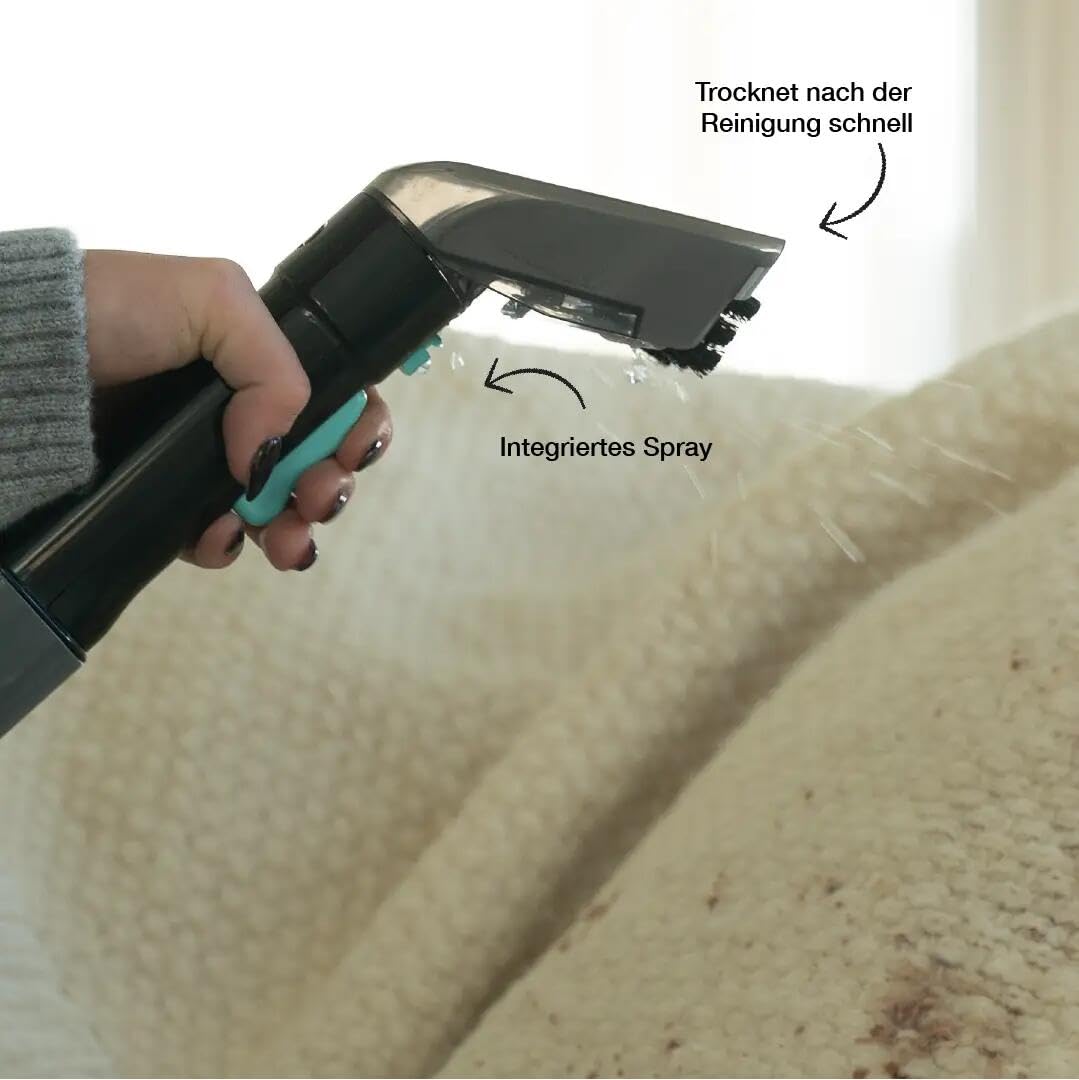 Achaté Waschsauger - Fleckenreiniger für Teppich, Sofa, Vorleger, Polster, Treppen, Auto - Leistungsstarker Teppichreiniger - Polsterreiniger Gerät 650W, 1,4L, Grau/Blau