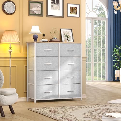 DWVO Fabric Dresser for Room, Tall Storage 8 Drawers, Black Dresser & Chest of Drawers, Storage Drawer Organizer for Closet, Living Room